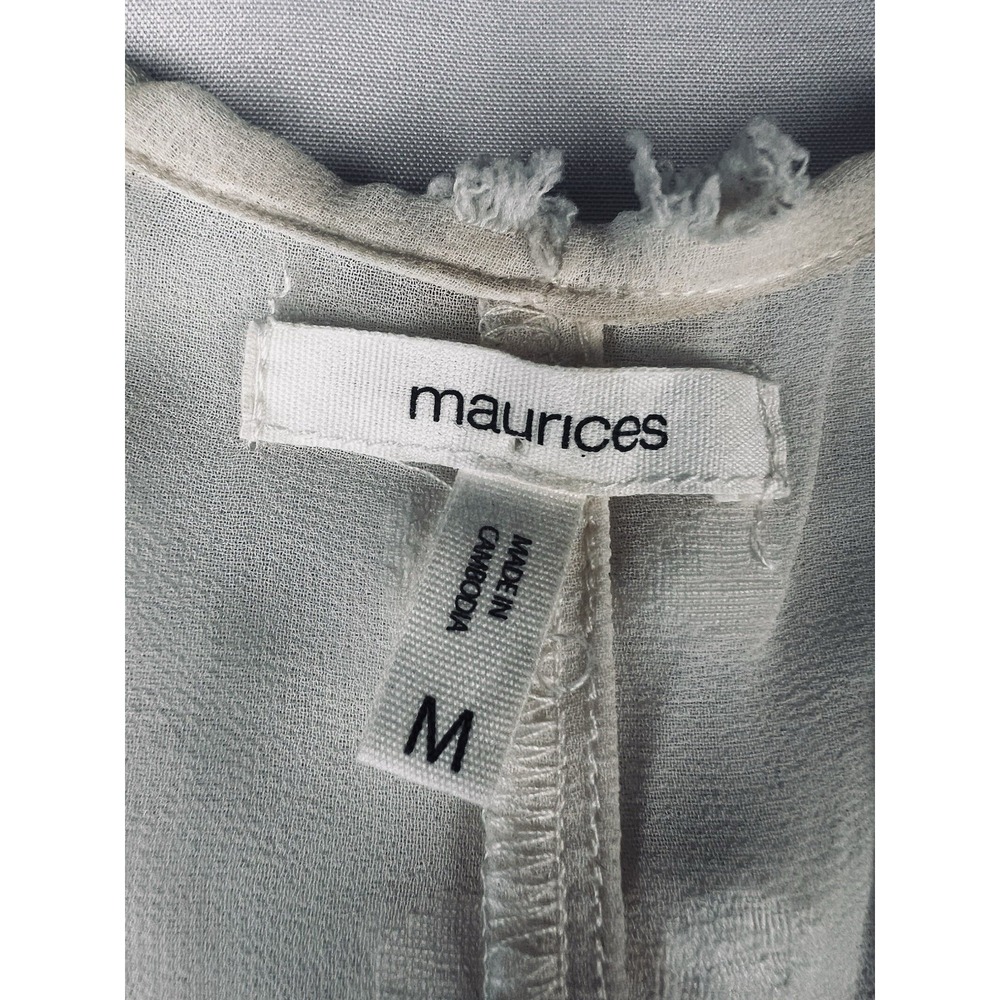 Maurices Sheer Open Cardigan Swiss Dot Cover Up Crochet Fairy Boho Ivory Med - Picture 4 of 11